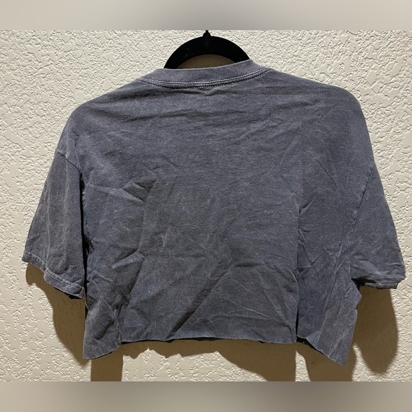 NWOT AC DC Cropped Grey Washout Top Raw Hem Size M/L - Picture 3 of 4